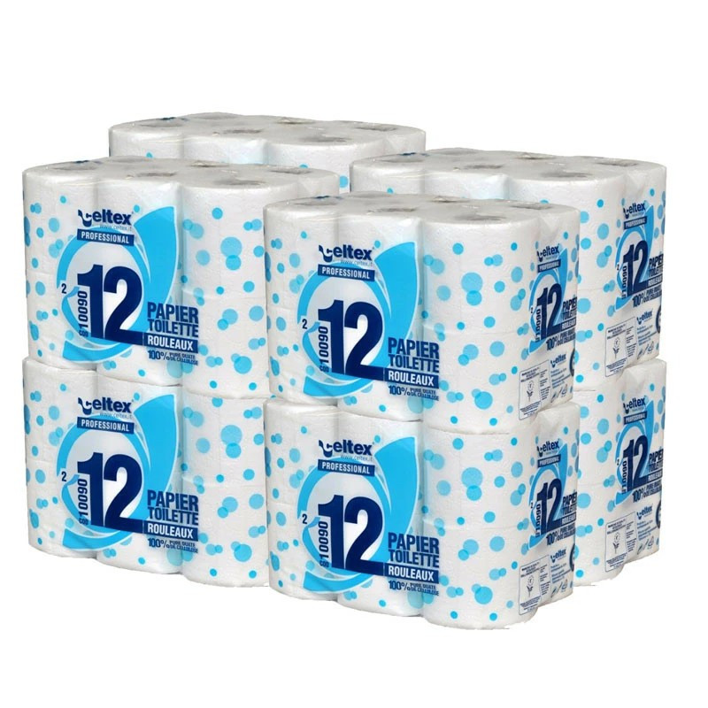 Rouleau 180 feuilles 100 % cellulose gaufré,blanc 2 plis - 1 Colis de 96 Rouleau 180 feuilles 100 % cellulose gaufré,blanc 2 plis - 1 Colis de 96